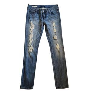 Decree Womens Super Skinny Jeans Size 9 Blue Distressed Low Rise Stretch